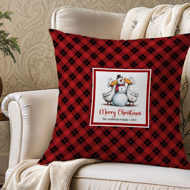 Decoração de Almofada Caprichosa de Ganso Engraçad (Christmas Funny Goose Whimsical Pillow Decor)