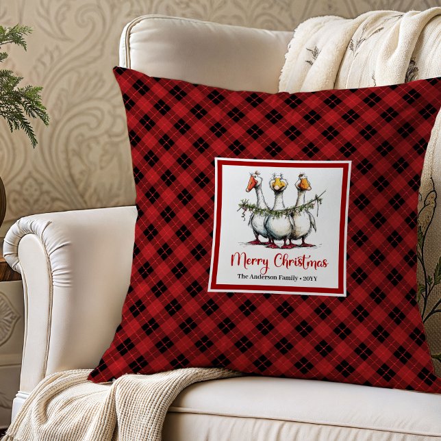 Decoração de Almofada de Natal para Lançamento de  (Christmas Silly Goose Humor Throw Pillow Decor)