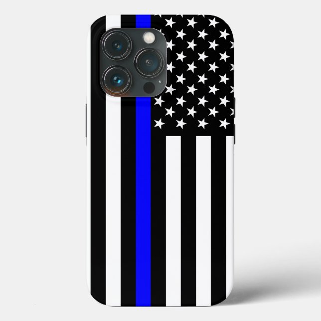 Decoração de Bandeira Americana da Linha Azul-Thin (Verso)