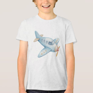 Decoração de Berçário com Avião Azul em Aquarela S