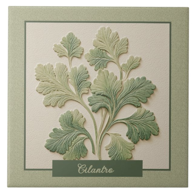 Decoração de Cozinha com Erva Coentro em Relevo Fa (Frente)