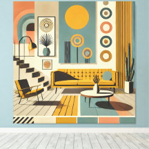Decoração de Interiores de Meados do Século Sala d
