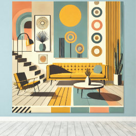 Decoração de Interiores de Meados do Século Sala d