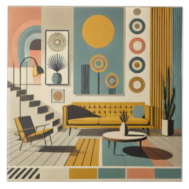 Decoração de Interiores de Meados do Século Sala d