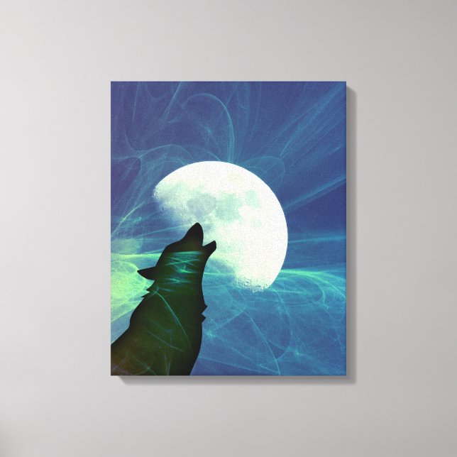 Decoração de Lobo no Céu Noturno Místico (Frente)