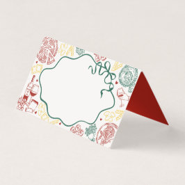 Decoração de mesa com cartão de lugar de massa ita