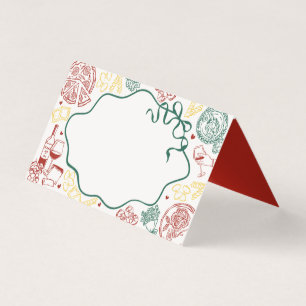 Decoração de mesa com cartão de lugar de massa ita
