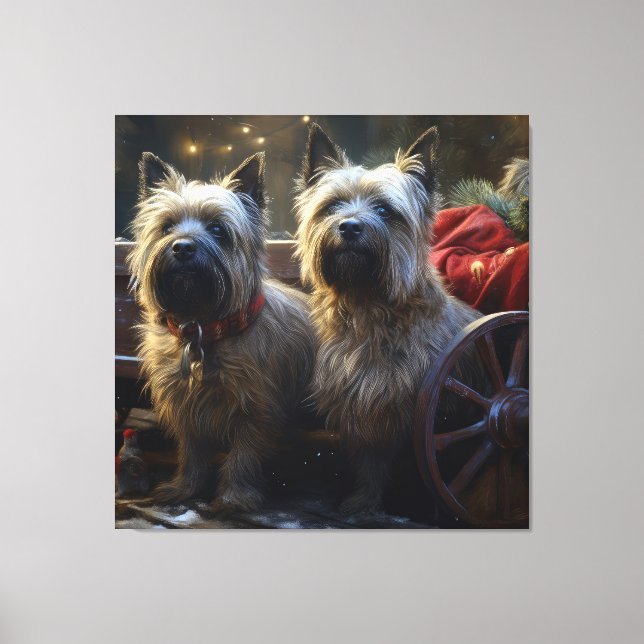 Decoração de Natal Cairn Terrier Nevado Trenó (Frente)