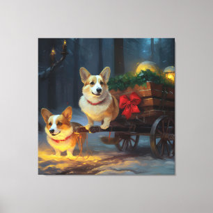 Decoração de Natal Corgi Snowy Sleigh