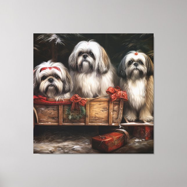 Decoração de Natal de Lhasa Apso Snowy Sleigh (Frente)