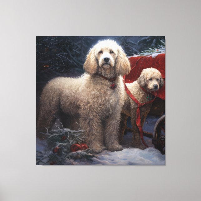 Decoração de Natal Poodle Snowy Sleigh (Frente)