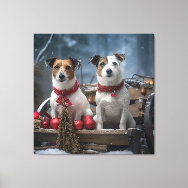 Decoração de Natal Trenó Nevado Jack Russell  (Frente)