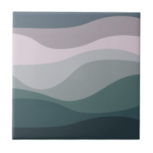 decoração de ondas retro roxas e turquesas