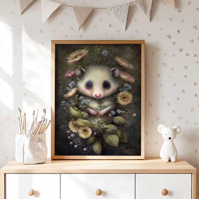 Decoração de Parede Berçário de Possum da Floresta (Woodland Possum Nursery Wall Decor | Wall Print by TinkPrints)