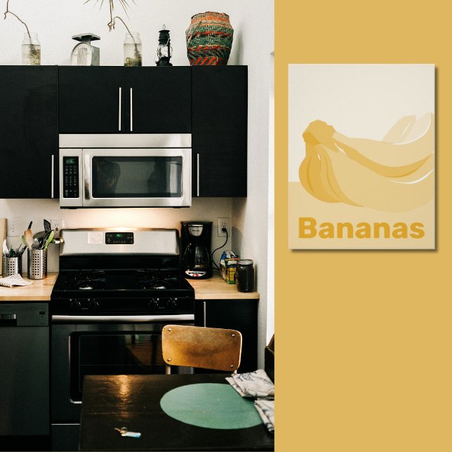 Decoração de parede da cozinha amarela e branca -  (Yellow Wall Decor in Black Kitchen)
