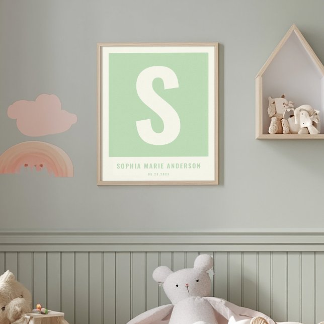 Decoração de Parede de Berçário com Nome de Bebê P (Criador carregado)