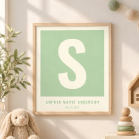Decoração de Parede de Berçário com Nome de Bebê P