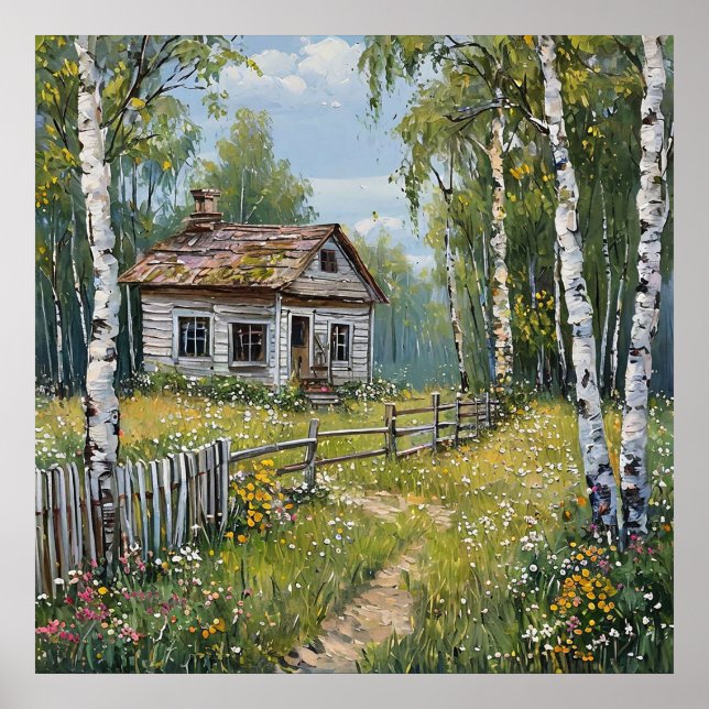 Decoração de parede de cabana rústica de floresta  (Frente)