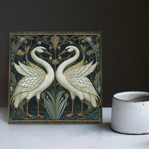 Decoração de parede de cisnes Art Deco Arte Nouvea