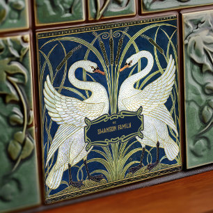 Decoração de parede de cisnes Art Déco Arte Nouvea