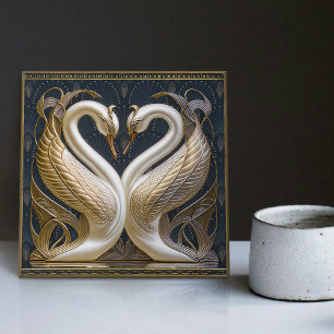 Decoração de parede de cisnes Art Deco Arte Nouvea