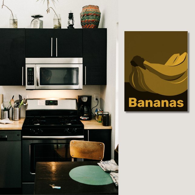Decoração de Parede de Cozinha Amarela e Preta - P (Yellow & Black Kitchen Wall Decor - Poster)
