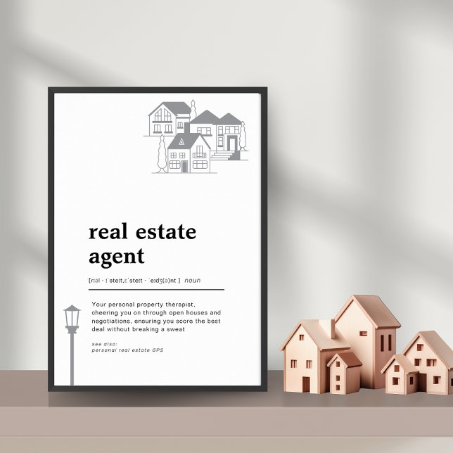 Decoração de Parede de Definição Funny do Agente I (Real Estate Agent Funny Definition Wall Decor)