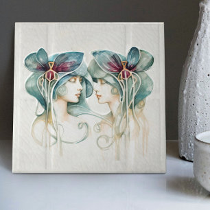 Decoração de parede de lírios roxos Art Déco Arte