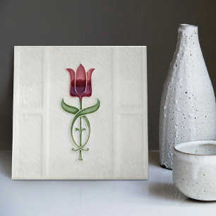 Decoração de parede de tulipa vermelha Art Nouveau