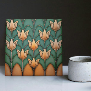 Decoração de Parede de Tulipas Laranja Simétricas