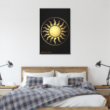 Decoração de Parede em Tela Boho Sol Lua Ouro Pret