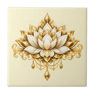 Decoração de parede floral dourada marfim flor de