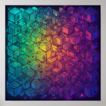 Decoração de Parede Geométrica Cubista Luminosa e 