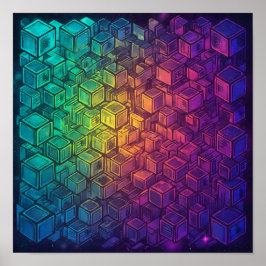 Decoração de Parede Geométrica Cubista Luminosa e
