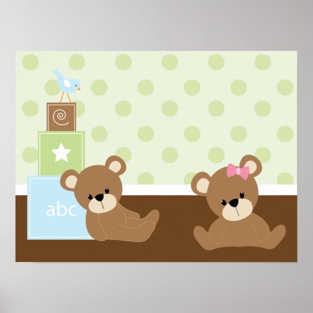 Decoração de Parede Infantil Ursos Marrons (Frente)