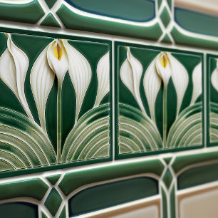 Decoração de parede Lírio Arte Nova Arte Deco Azul