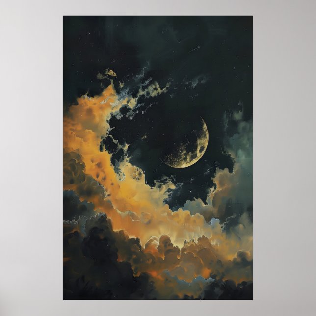 Decoração de Parede Lua Celestial e Estrelas, Cres (Frente)