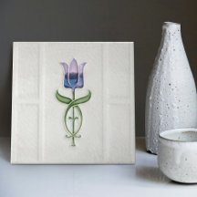Decoração de parede Tulipa Azul Art Nouveau Art De