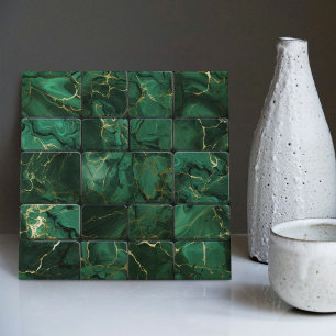 Decoração de Parede Verde Esmeralda Mosaico Chic M