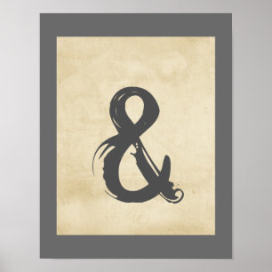 decoração de poster de ampersand em cinzas e estic
