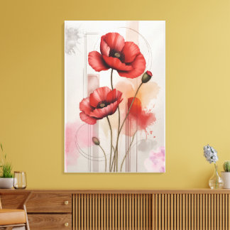 Decoração de sala de estar com flores de papoula v