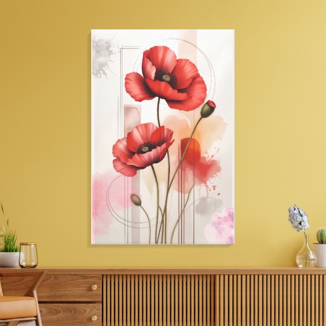 Decoração de sala de estar com flores de papoula v (Insitu(Sala de estar))