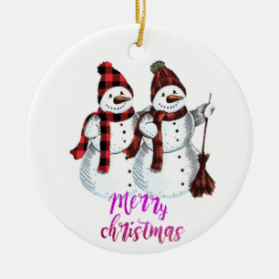 Decoração de Snowman Ornamentos de Árvores Feli