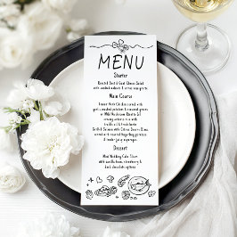 Decoração Divertida e Funky Menu de Casamento Escr