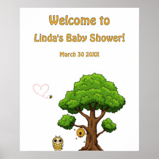 Decoração do Chá de fraldas do Tema Bee - Poster d