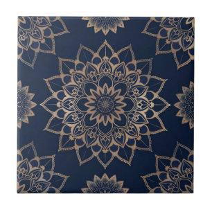 Decoração do índio Azulejo Azul Mandala Português