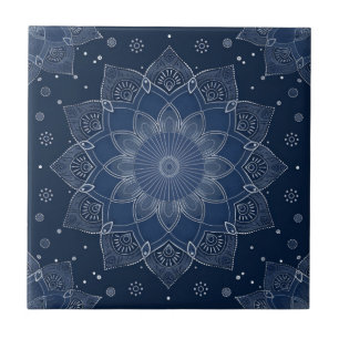 Decoração do índio Azulejo Azul Mandala Português
