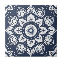 Decoração do índio Azulejo Azul Mandala Português
