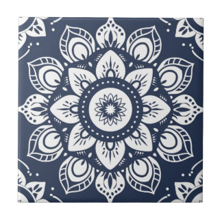 Decoração do índio Azulejo Azul Mandala Português