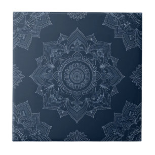Decoração do índio Azulejo Azul Mandala Português